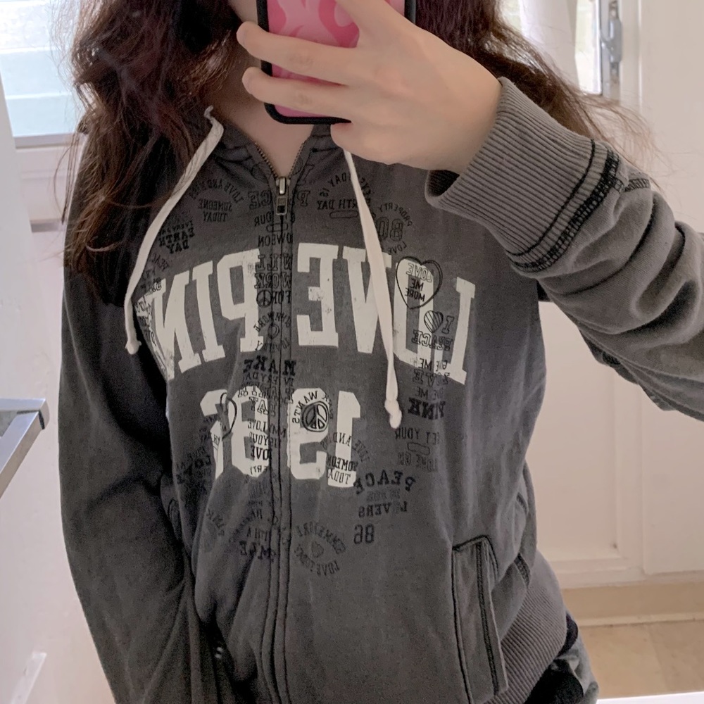 PINK Grey Jacket with Hood Victoria’ Secret sz M